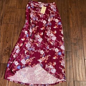 PINK ROSE burgundy wrap skirt With flower details
